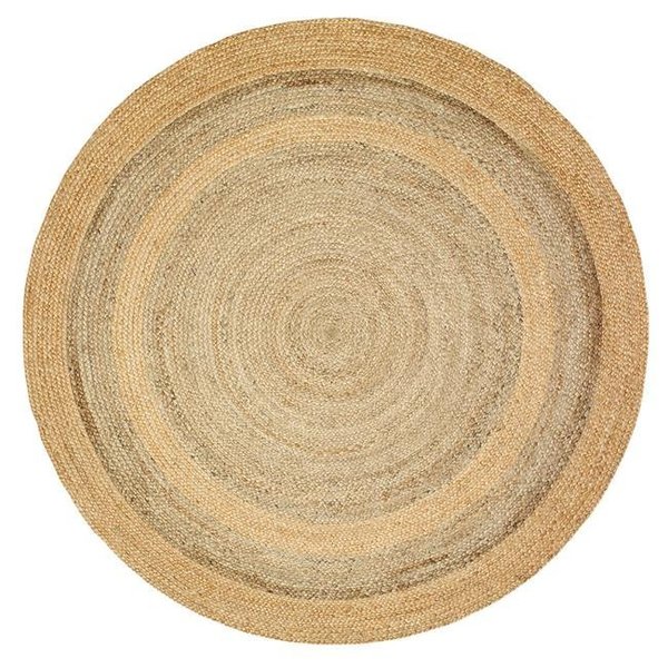Lr Resources LR Resources NATUR12032NGY40RD 4 ft. Natural Jute Round Area Rug; Natural & Gray NATUR12032NGY40RD